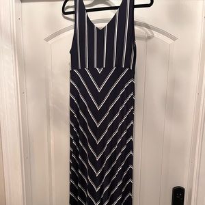 Athlete navy and white striped maxi dress size L